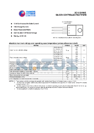 SC12-700-100 datasheet - SILICON CONTROLLED RECTIFIERS