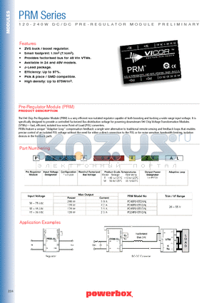 P048F048T24AL datasheet - 120-240W DC/DC PRE-REGULATOR MODULE PRELIMINARY