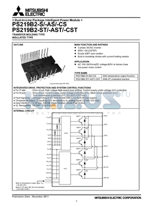 PS219B2-CST datasheet - Dual-In-Line Package Intelligent Power Module