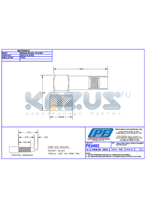 PE4482 datasheet - N MALE RIGHT ANGLE CRIMP ATTACHMENT FOR RG8 & RG213