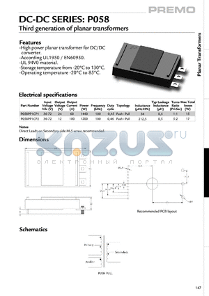 P058PP1CP1 datasheet - Third generation of planar transformers