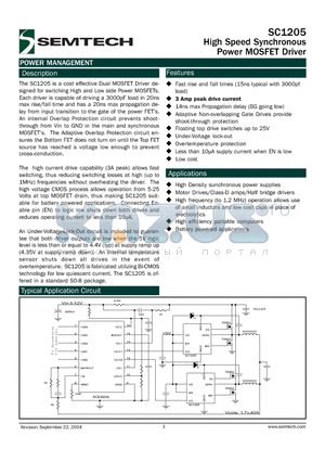 SC1205 datasheet - High Speed Synchronous Power MOSFET Driver
