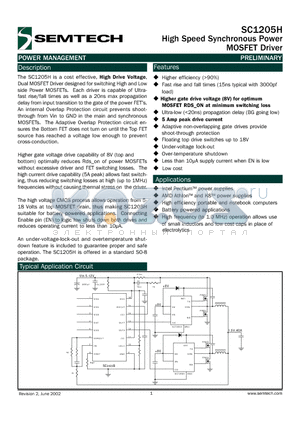 SC1205H datasheet - high speed syncronous power mosfet driver