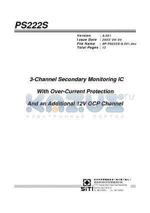 PS222S datasheet - 3-Channel Secondary Monitoring IC With Over-Current Protection And an Additional 12V OCP Channel