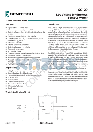 SC120ULTRT datasheet - Low Voltage Synchronous Boost Converter