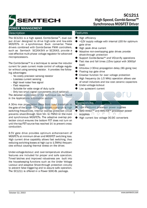 SC1211_03 datasheet - High Speed, Combi-SenseTM Synchronous MOSFET Driver