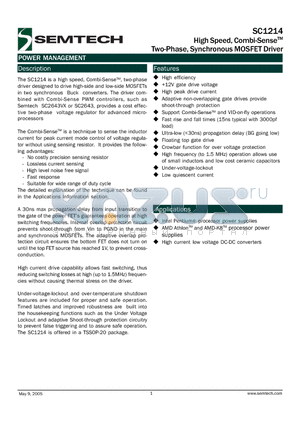 SC1214TSTRT datasheet - High Speed, Combi-SenseTM Two-Phase, Synchronous MOSFET Driver