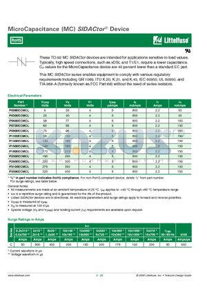 P0640ECMCL datasheet - MicroCapacitance SIDACtor Device