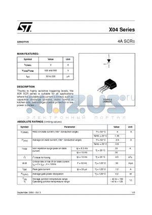 X0402MF-0AA2 datasheet - 4A SCRS