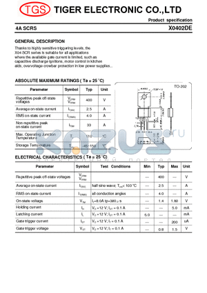 X0402DE datasheet - 4A SCRS