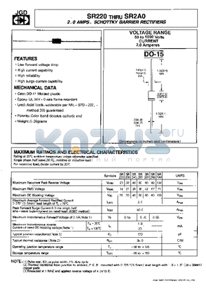 SR220 datasheet - 2.0 AMPS. SCHOTTKY BARRIER RECTIFIERS