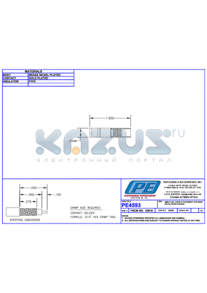 PE4593 datasheet - SMB PLUG CRIMP ATTACHMENT FOR RG55, RG142 RG223 & RG400