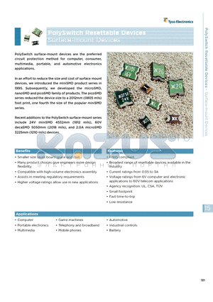 SMDH120 datasheet - PolySwitch Resettable Devices Surface-mount Devices