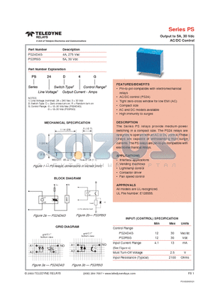 PS24D4G datasheet - Output to 5A, 30 Vdc AC/DC Control