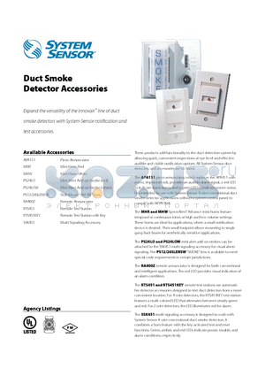 PS24LOW datasheet - Duct Smoke Detector Accessories