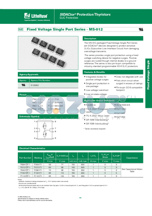 P0641DF-1 datasheet - The series provides single port protection using a fixed voltage switching device