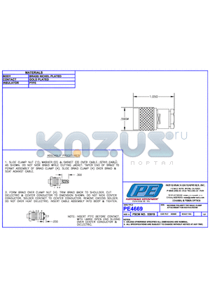 PE4669 datasheet - REVERSE POLARITY TNC MALE CLAMP ATTACHMENT FOR RG178 & RG196