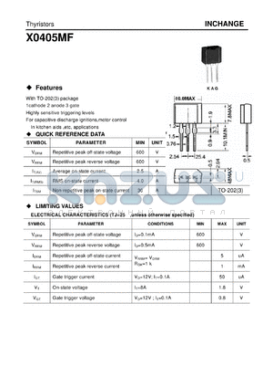 X0405MF datasheet - Thyristors