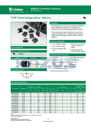 P0641SALRP datasheet - The series provides single line protection using a fixed voltage switching device