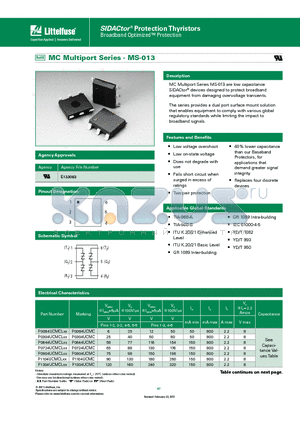 P0644UCMCLXX datasheet - MC Multiport Series MS-013 are low capacitance SIDACtor^ devices designed