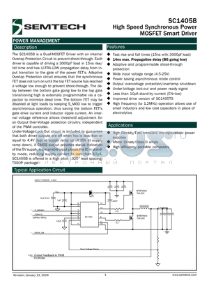 SC1405B datasheet - High Speed Synchronous Power MOSFET Smart Driver