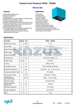 TKD1A datasheet - Topstek Current Transducer