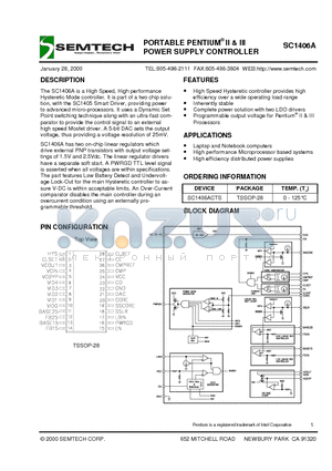 SC1406ACTS datasheet - PORTABLE PENTIUM II & III POWER SUPPLY CONTROLLER