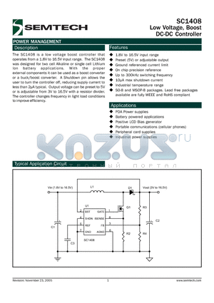 SC1408 datasheet - Low Voltage, Boost DC-DC Controller