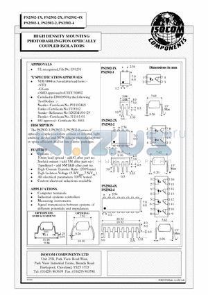 PS2502-1X datasheet - HIGH DENSITY MOUNTING PHOTODARLINGTON OPTICALLY COUPLED ISOLATORS