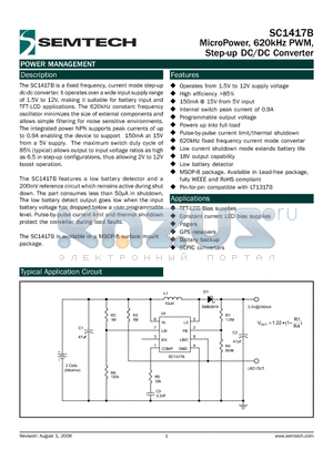 SC1417BIMSTRT datasheet - MicroPower, 620kHz PWM, Step-up DC/DC Converter