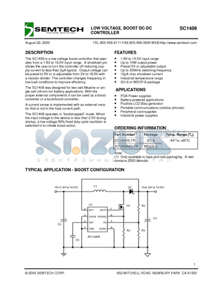 SC1408IS.TR datasheet - LOW VOLTAGE, BOOST DC-DC CONTROLLER
