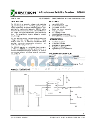 SC1409 datasheet - 1 A Synchronous Switching Regulator