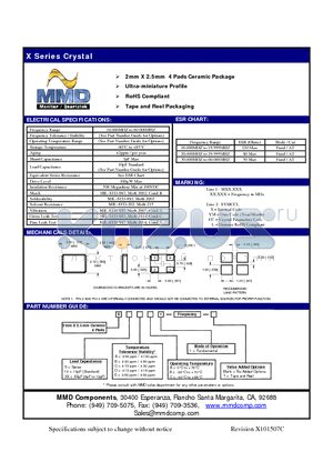 X10BA1 datasheet - 2mm X 2.5mm 4 Pads Ceramic Package