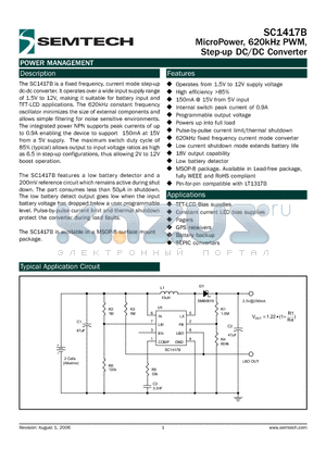 SC1417B datasheet - MicroPower, 620kHz PWM, Step-up DC/DC Converter