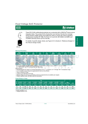 P0721SAL datasheet - Fixed Voltage SLIC Protector