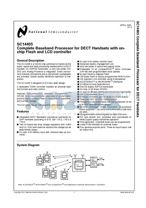 SC14405AFLAG datasheet - Complete Baseband Processor for DECT Handsets with onchip Flash and LCD controller