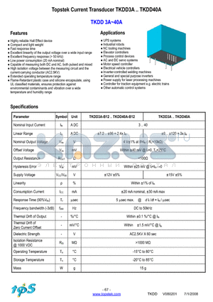 TKDD19A datasheet - Topstek Current Transducer