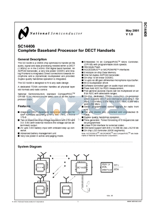 SC14408 datasheet - Complete Baseband Processor for DECT Handsets