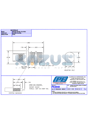 PE4940 datasheet - N FEMALE BULKHEAD CRIMP ATTACHMENT FOR RG8 & RG213