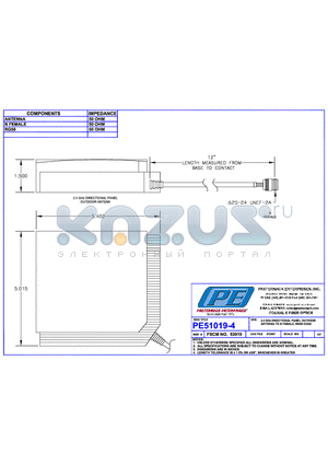 PE51019-4 datasheet - 2.4GHz DIRECTIONAL PANEL OUTDOOR ANTENNA TO N FEMALE, RG58 COAX