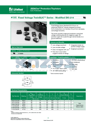 P0901CA2LRP datasheet - The series provides single port protection using fixed voltage switching devices