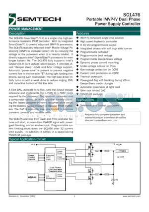 SC1476 datasheet - Portable IMVP-IV Dual Phase Power Supply Controller