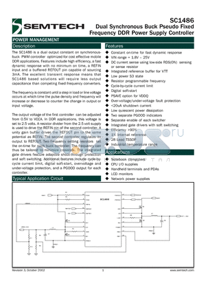 SC1486ITSTR datasheet - Dual Synchronous Buck Pseudo Fixed Frequency DDR Power Supply Controller