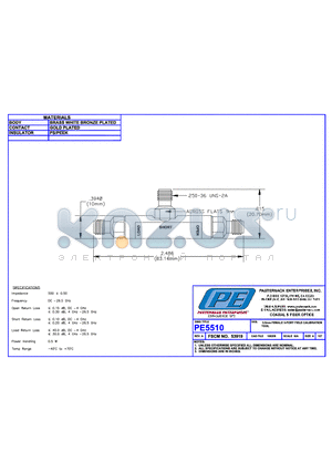 PE5510 datasheet - 3,5mm Female 3-Port Field CALIBRATION TOOL