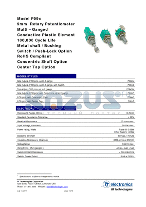 P09XS datasheet - Switch / Push-Lock Option