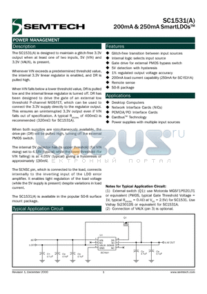 SC1531CSTR datasheet - 200mA & 250mA SmartLDOs