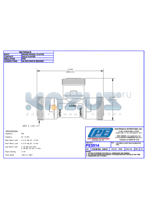 PE5514 datasheet - 7/16 FEMALE 3-PORT FIELD CALBRATION TOOL