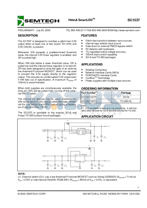 SC1537CSTR datasheet - 700mA SmartLDOTM