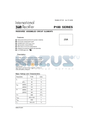P100 datasheet - PASSIVATED ASSEMBLED CIRCUIT ELEMENTS