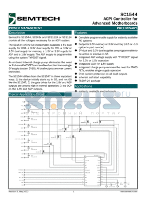 SC1544TS-X.XTR datasheet - ACPI Controller for Advanced Motherboards